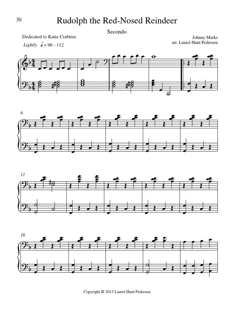 Rudolph the Red Nosed Reindeer a Little Carol Christmas Piano Duets for
