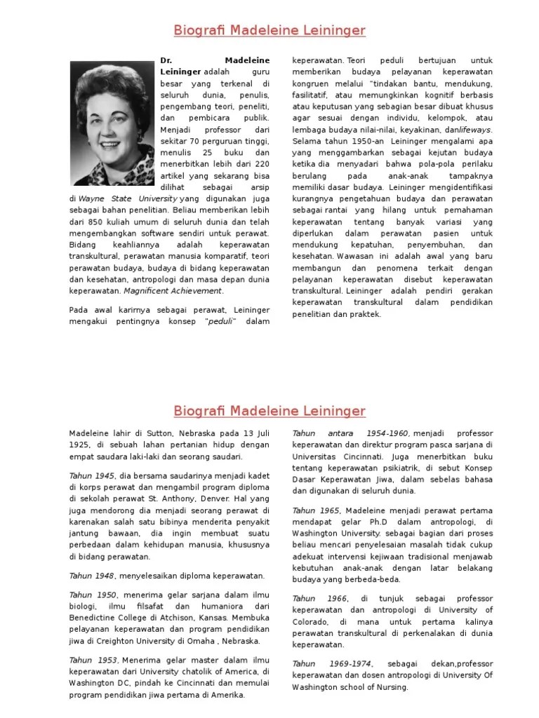 Biografi Madeleine Leininger