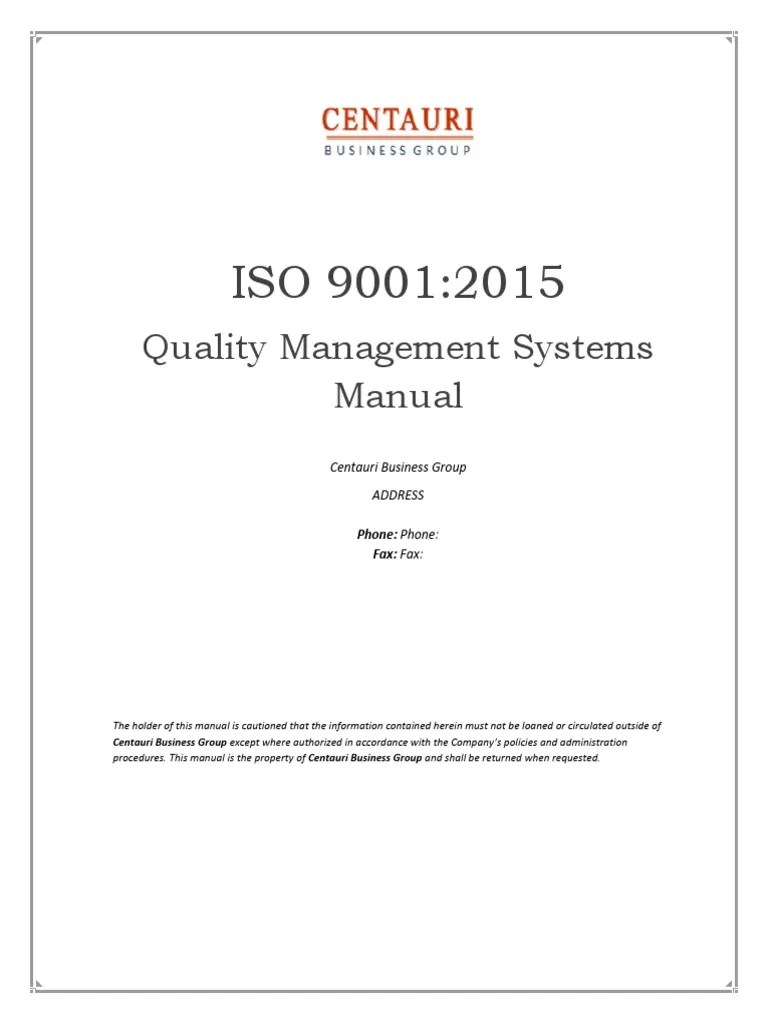 ISO 90012015 Quality Manual (Preview) Quality Management System