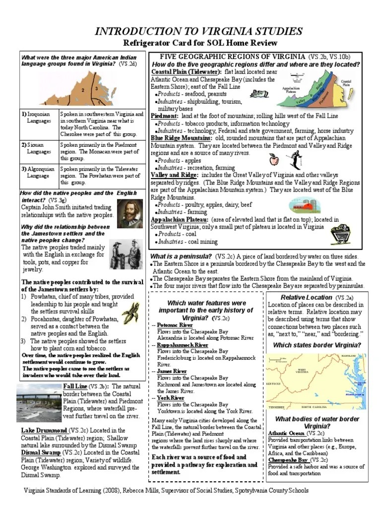 4th Grade Study Guide PDF Jamestown, Virginia Virginia