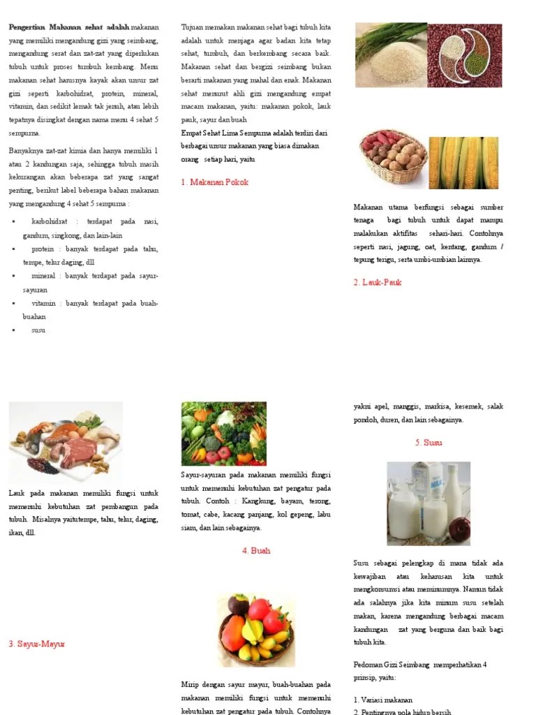 Contoh Gambar Makanan 4 Sehat 5 Sempurna Berbagai Contoh