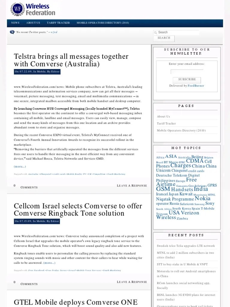Adelphi House Comverse Globally The Wireless Federation. PDF