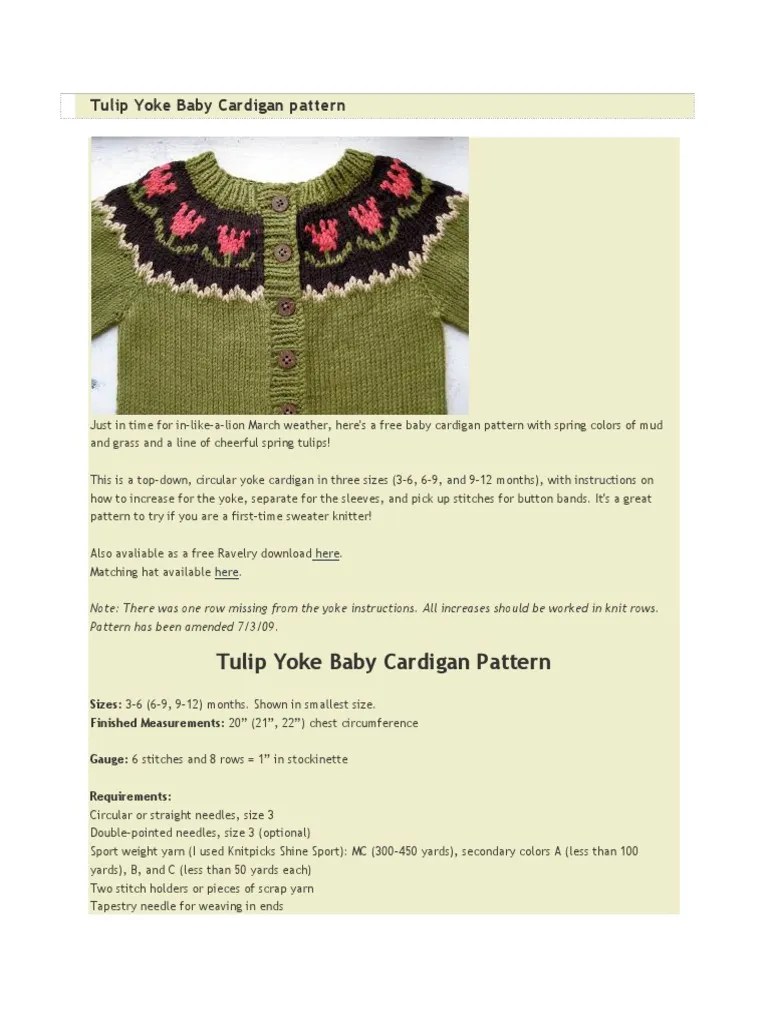 Tulip Yoke Baby Cardigan pattern