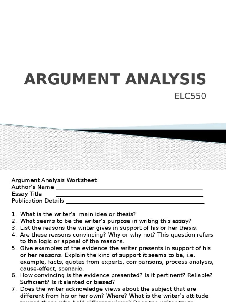 Argument Analysis PDF