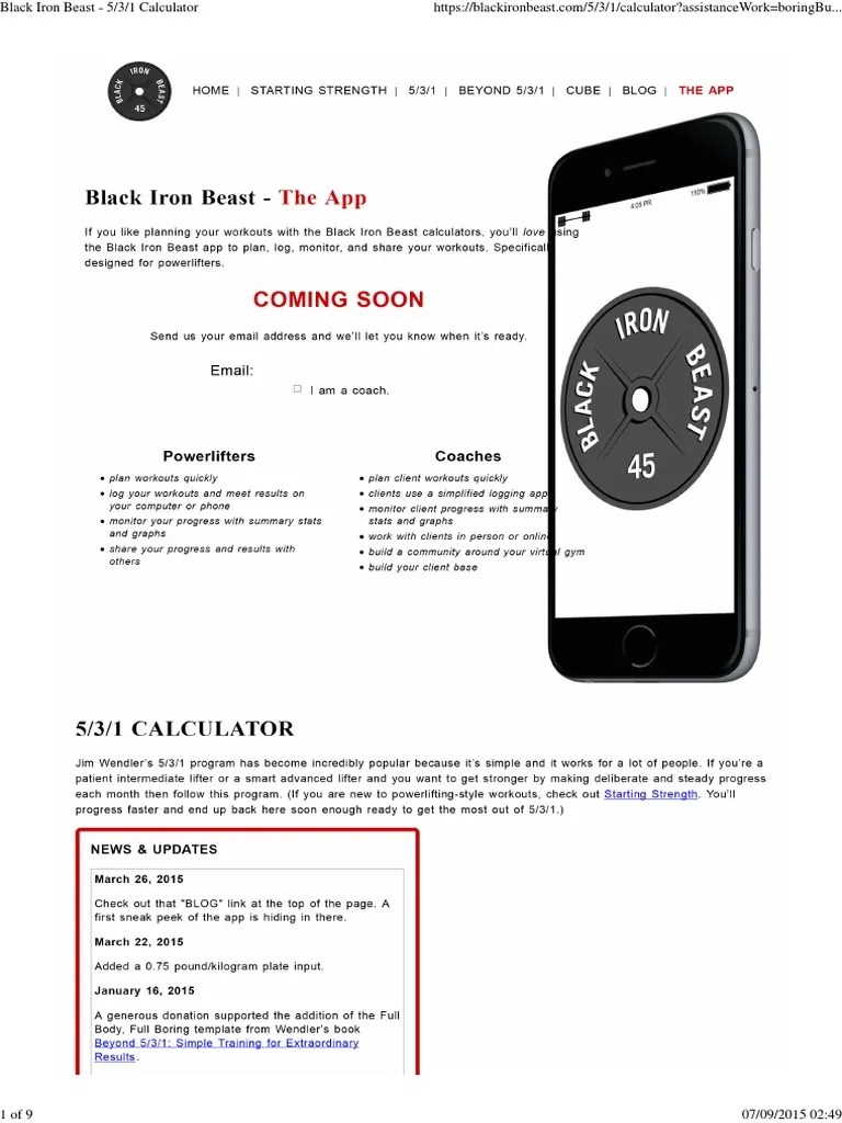 Black Iron Beast 5_3_1 Calculator Individual Sports Athletic Sports