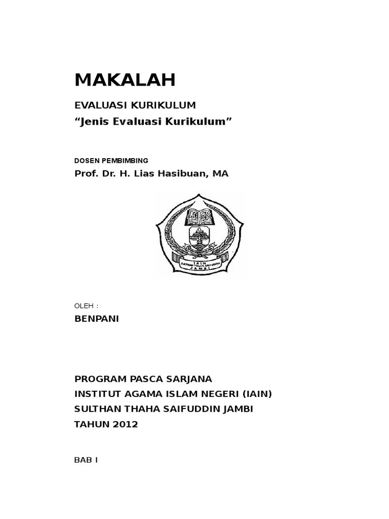 Tugas Makalah Evaluasi Kurikulum