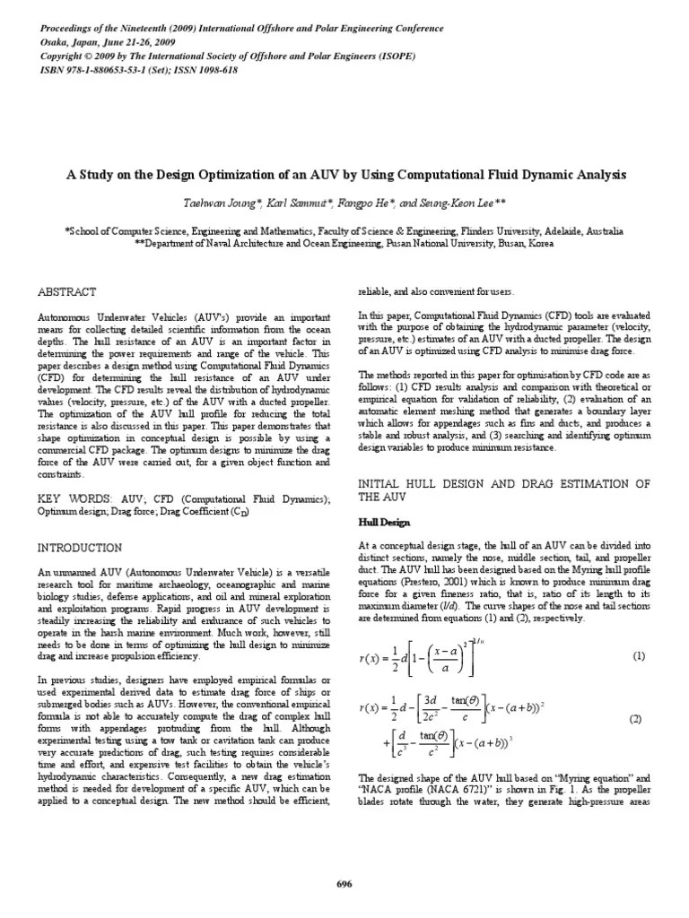 A Study On The Design Optimization of An AUV by Using Computational