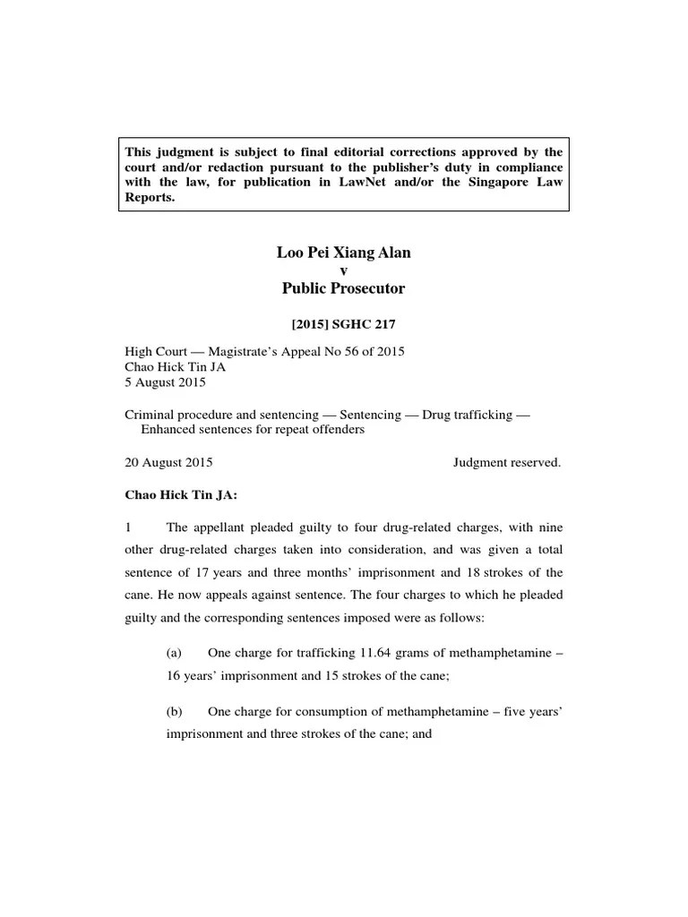 [2015] SGHC 217 Mandatory Sentencing Sentence (Law)