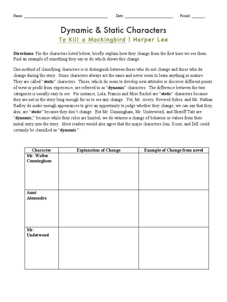 tkam static dynamic characters