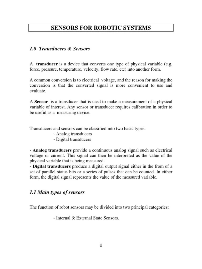Sensors Notes PDF Sensor Optics