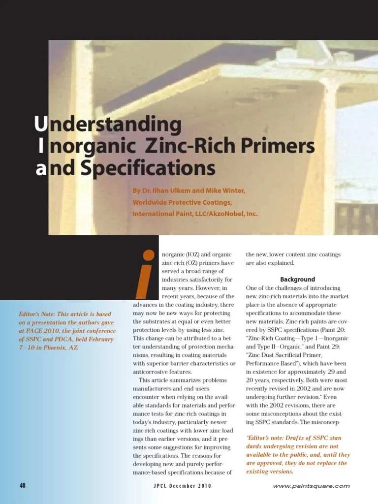 Understanding Zinc Rich Primers and Specifications Redox