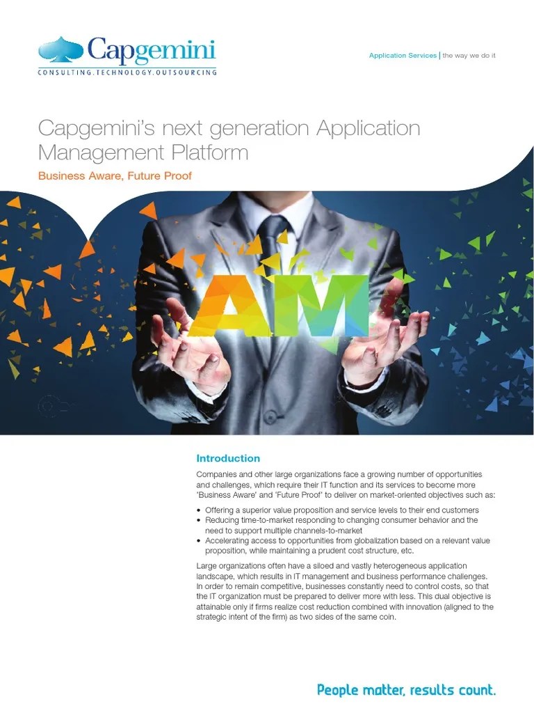 Capgemini Next Generation Application Management Platform Business