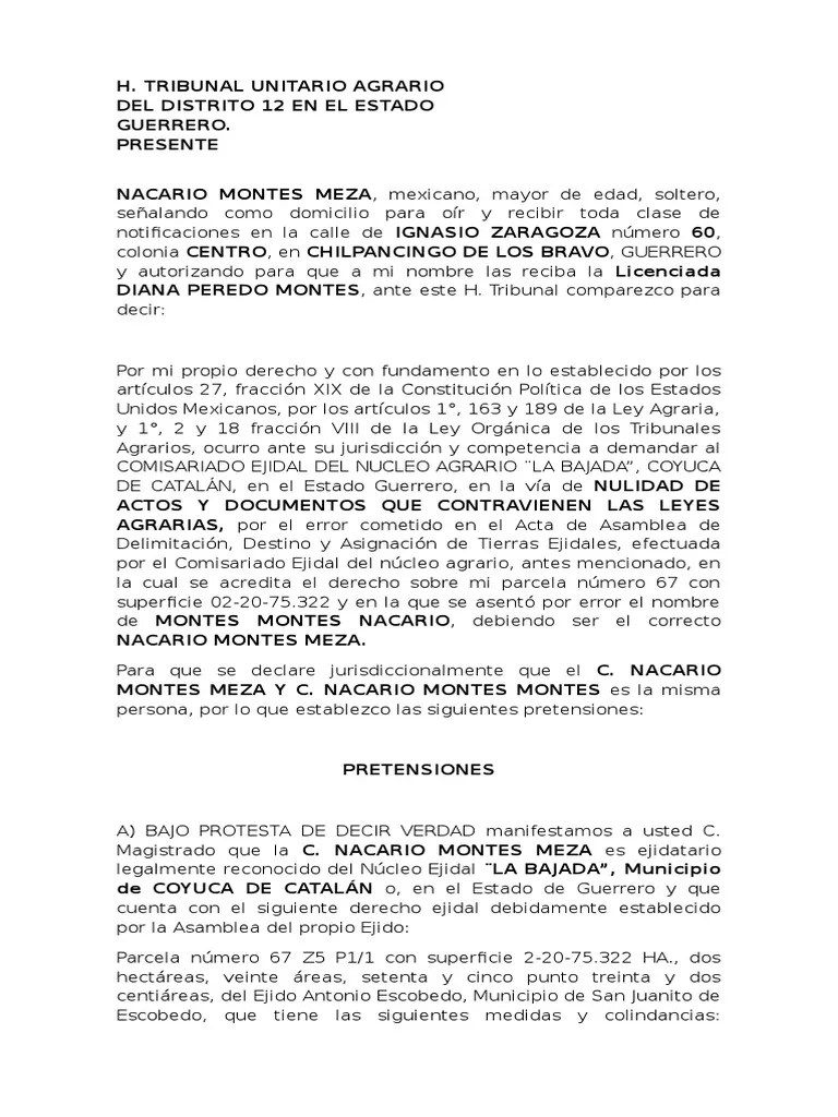 DEMANDA AGRARIA Demanda judicial México