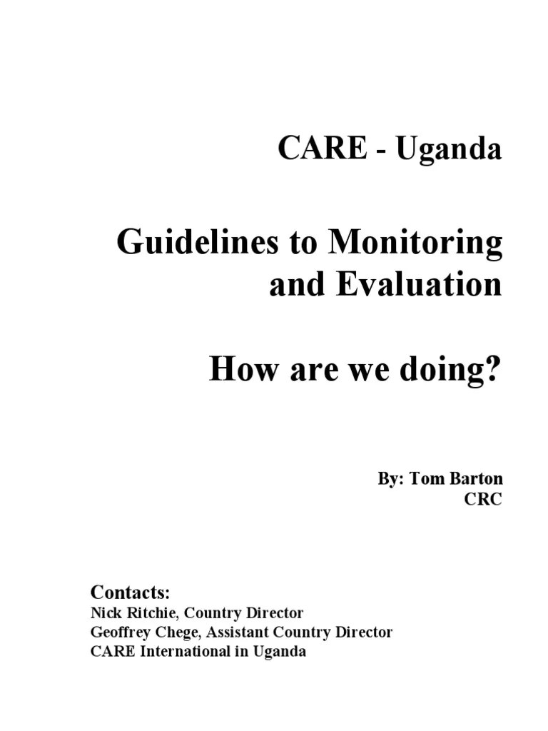 Guidelines To Monitoring and Evaluation CARE Uganda PDF