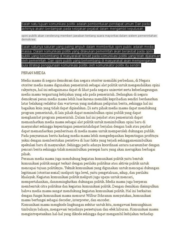 Salah Satu Tujuan Komunikasi Politik Adalah Pembentukan