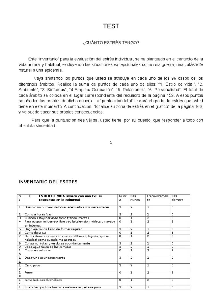 Test Del Estres Estrés (biología) Autosuperación Free 30day