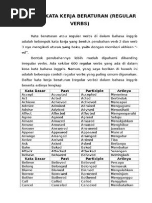 Kata Kerja Beraturan Dan Tidak Beraturan Bahasa Inggris - Kumpulan Kerjaan