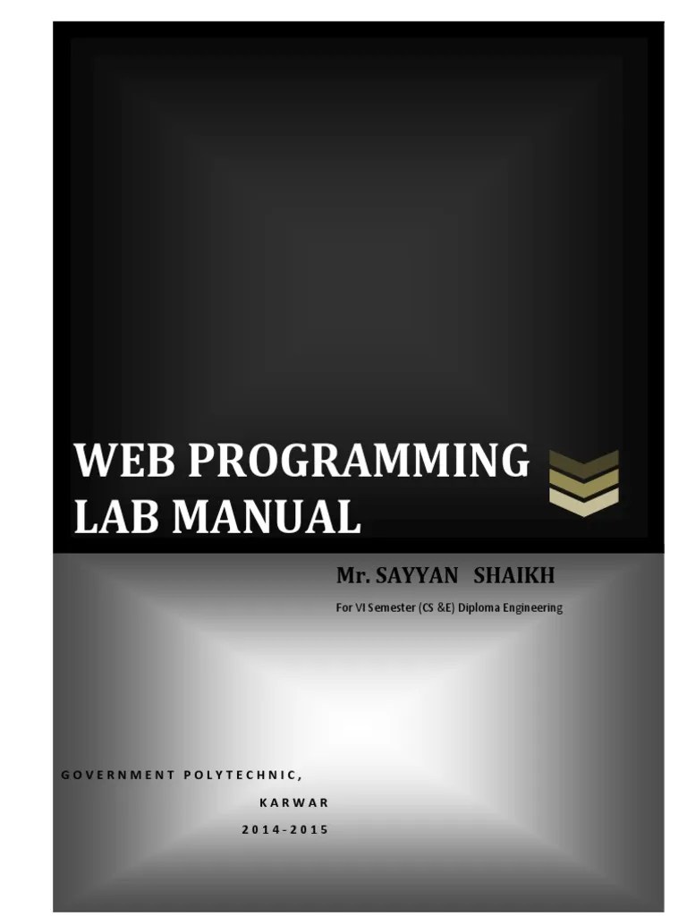  Programming Lab Manual PDF Php Html