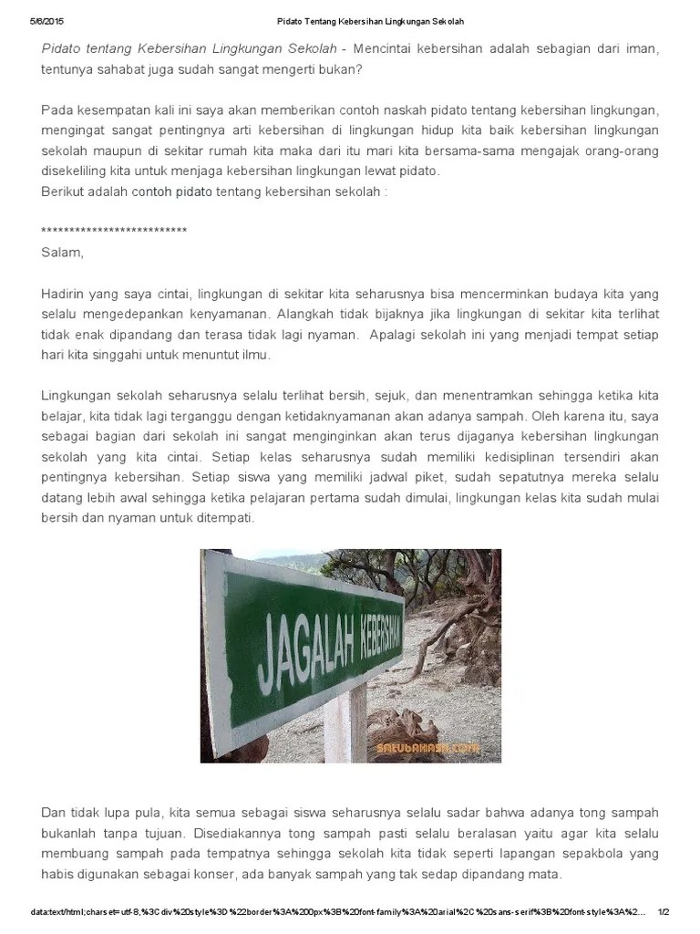 Teks Pidato Pentingnya Menjaga Kebersihan Lingkungan Sekolah Terkait Teks