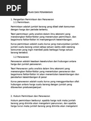 Resume Permintaan Dan Penawaran 1 | PDF