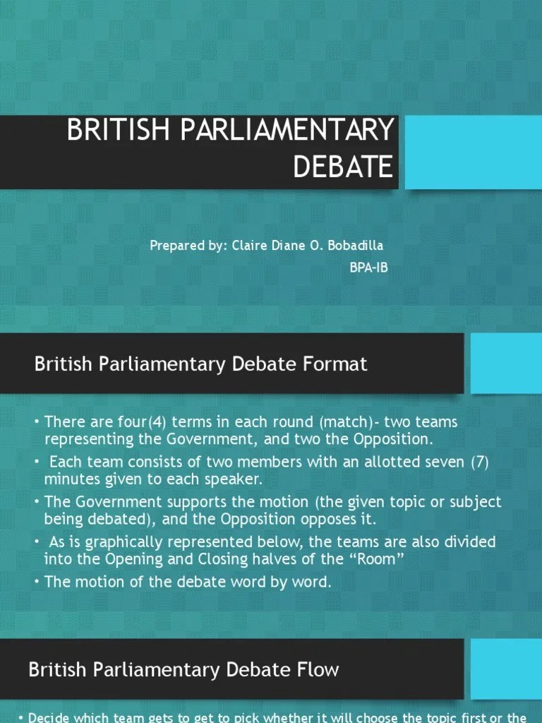 British Parliamentary Debate ppt Government Politics