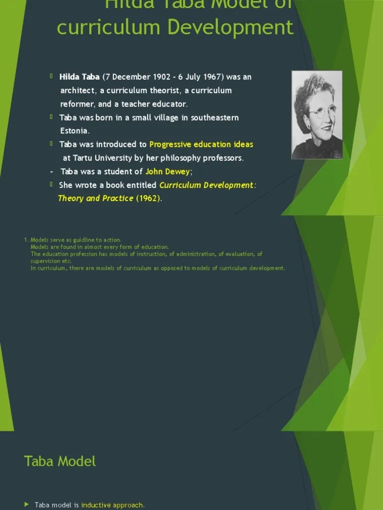 Hilda Taba Model of Curriculum Development PDF Curriculum Cognition