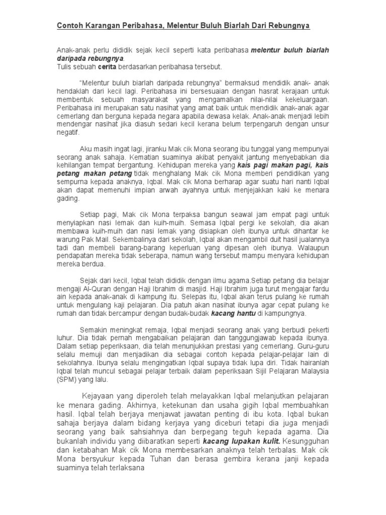 Contoh Karangan Peribahasa