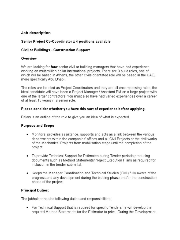 Job DescriptionJob Hunting Recruitment Project Manager