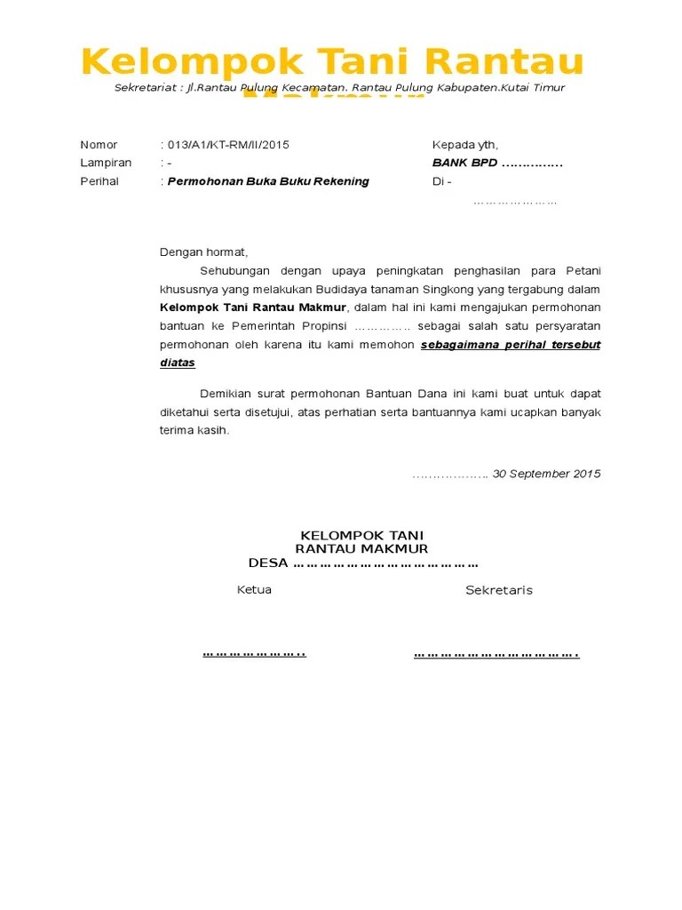 15 Contoh Surat Kuasa Pembukaan Rekening Kelompok