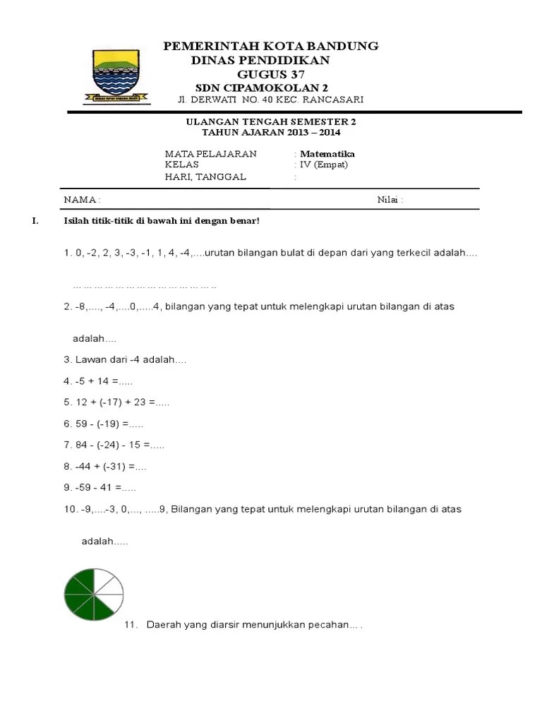 Soal Matematika Kelas 4