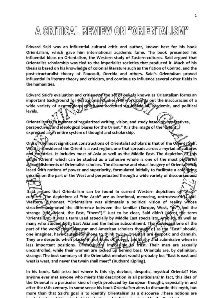 Orientalism by Edward Said Orientalism (Book) Orientalism