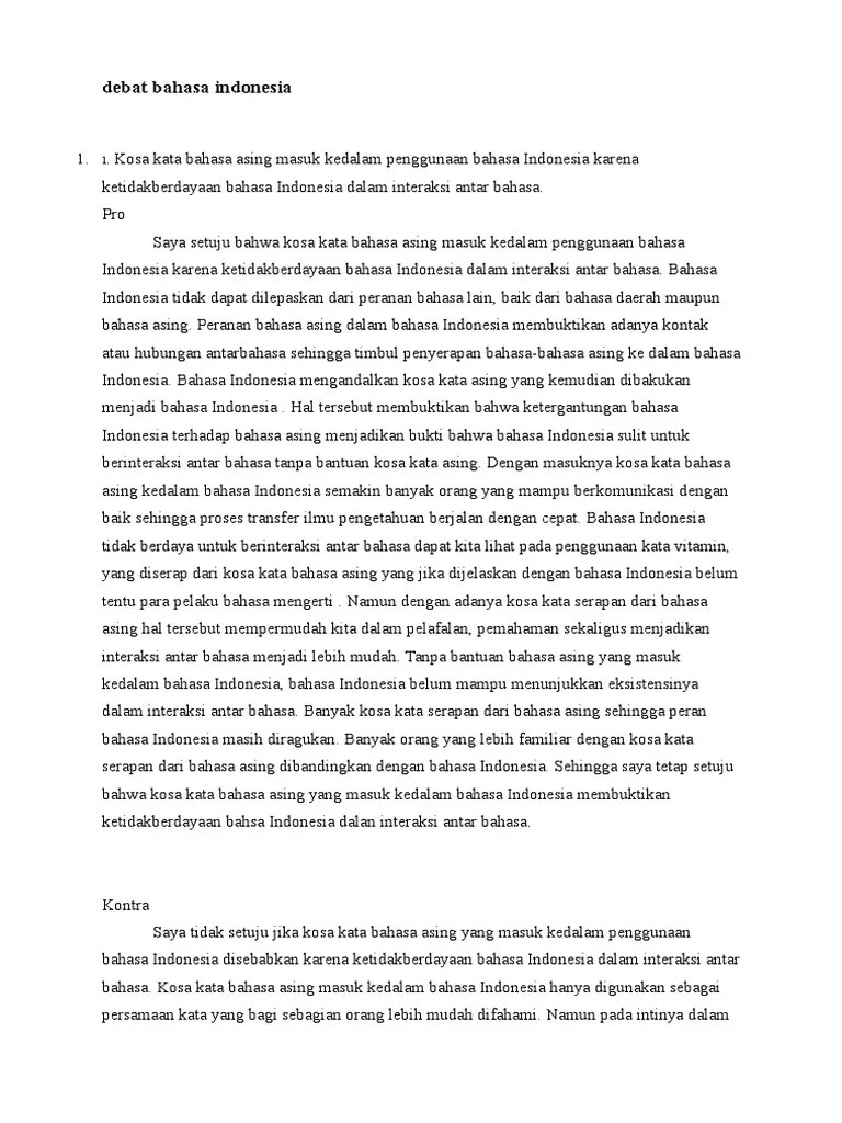 Materi Debat Bahasa Indonesia Tingkat Sma – Goreng