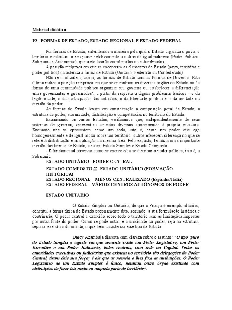 te_formas_de_estado FederaÃ§Ã£o Estado