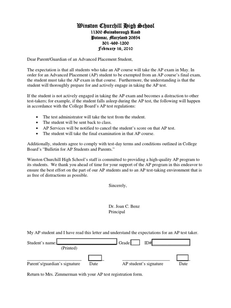 Winston Churchill High School AP Exam Bogus Late Fee