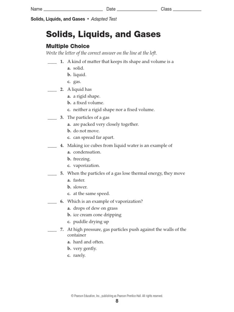Solids Liquids and Gases Adapted Tests.pdf Gases Liquids