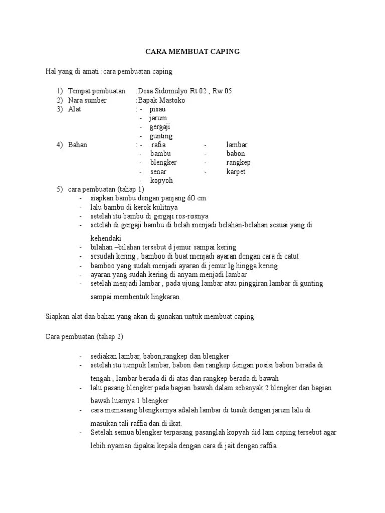 Cara Membuat Caping | PDF