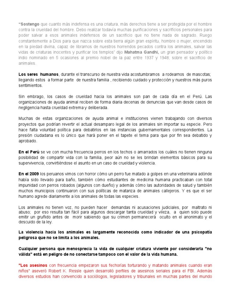 Discurso Maltrato Animal Crueldad hacia los animales Abuso infantil
