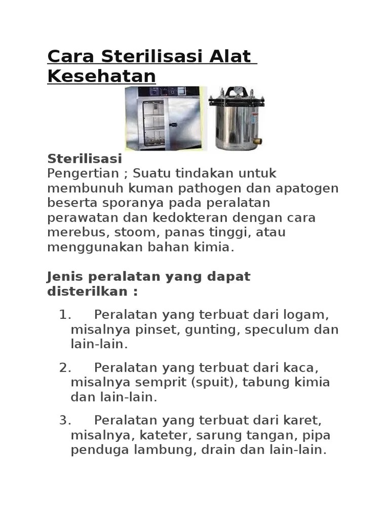 Cara Sterilisasi Alat Kesehatan