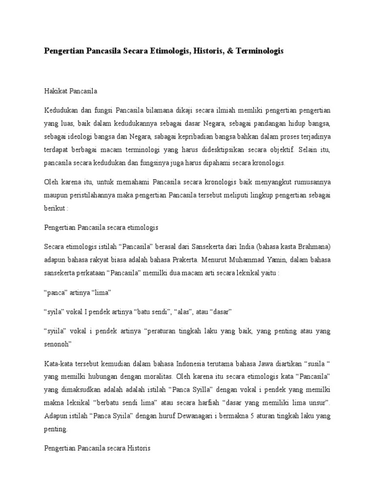 Pengertian Pancasila Secara Etimologis | PDF