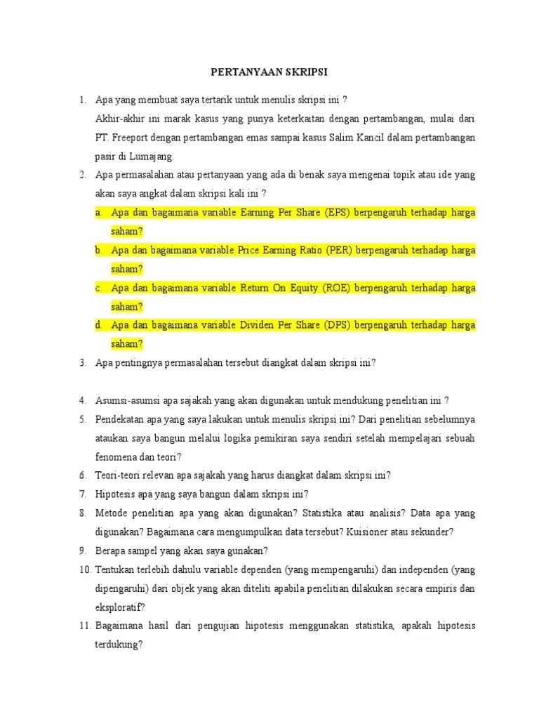 Pertanyaan Skripsi | Pdf