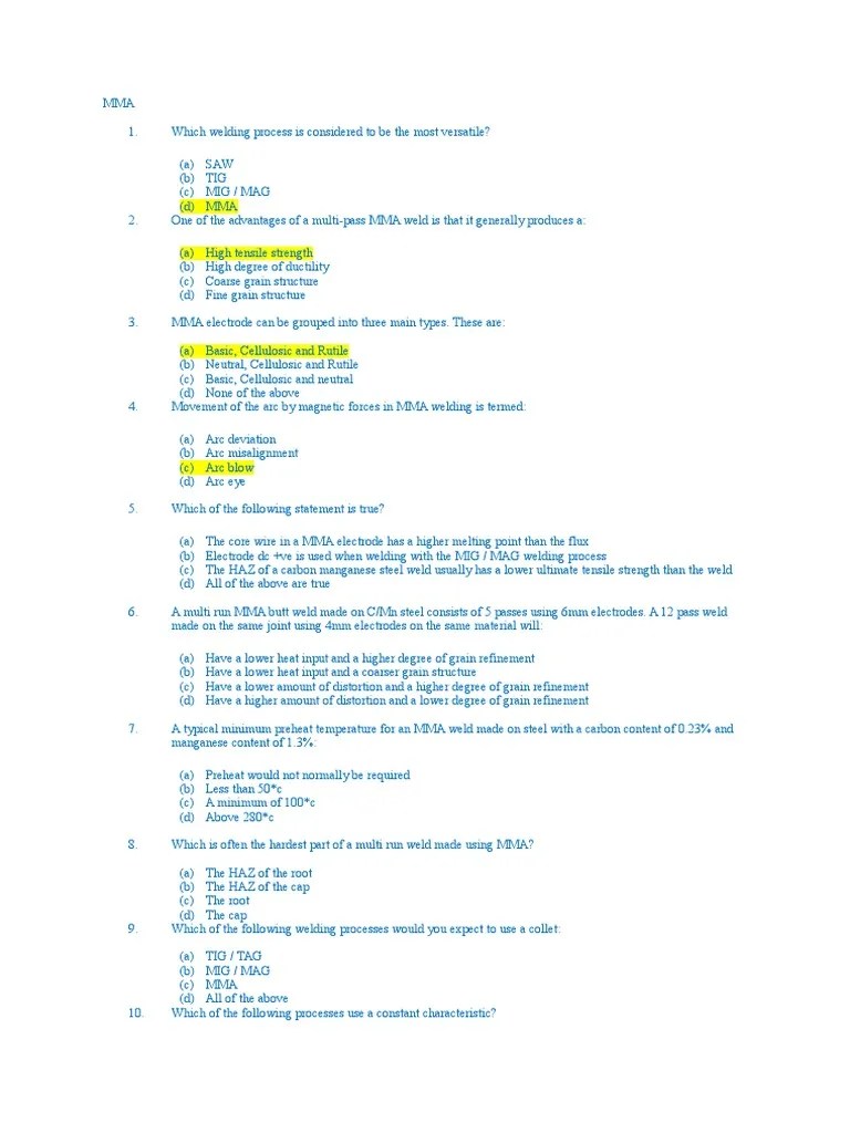 CSWIP 3.1 Exam Question and Answers Welding Steel