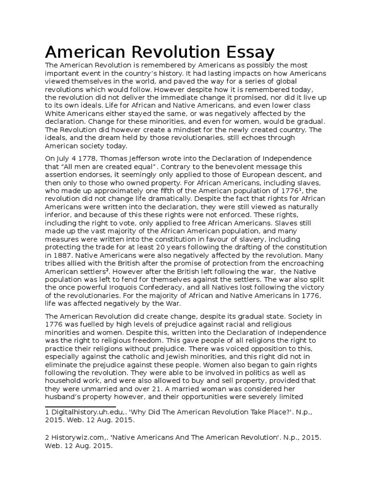 American Revolution Essay PDF American Revolution Native