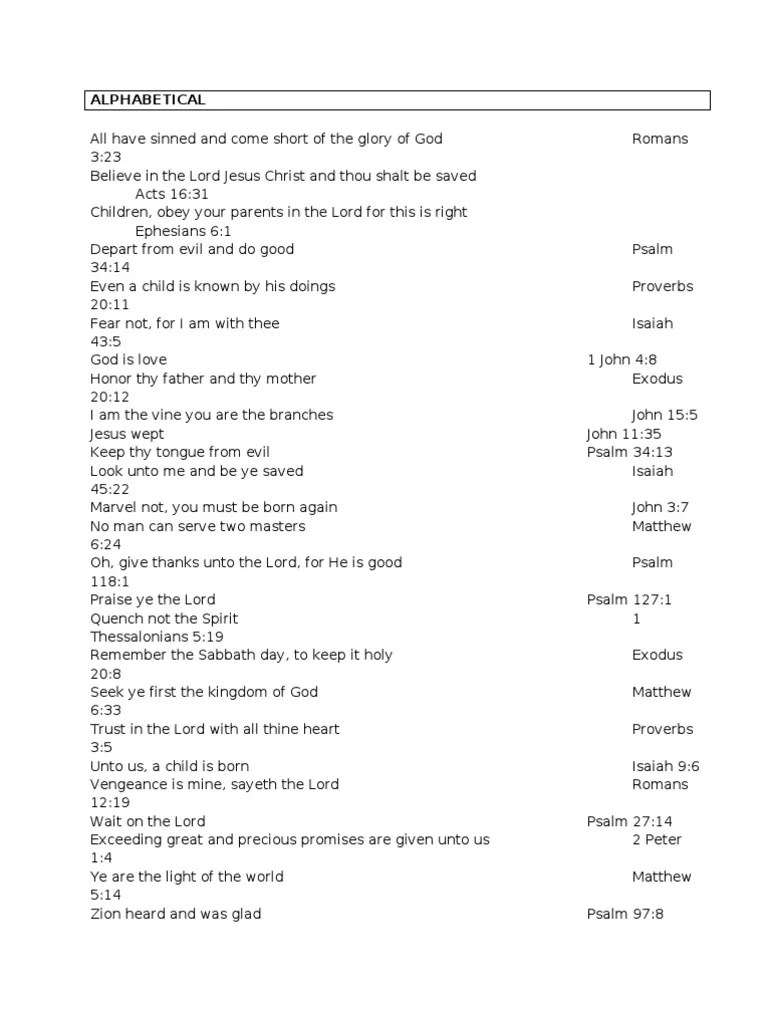 Bible Verse Alphabetical In Order Epistle To The Romans Eternal