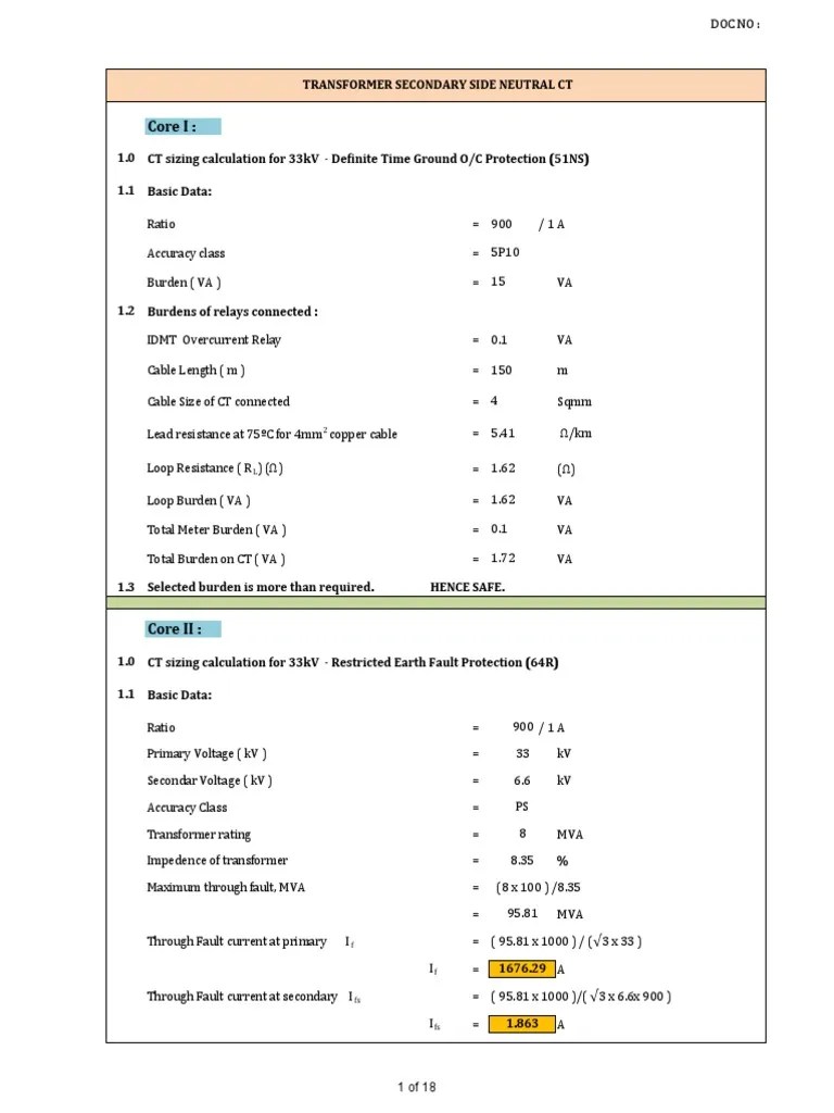 CT Knee Point Voltage Calculation