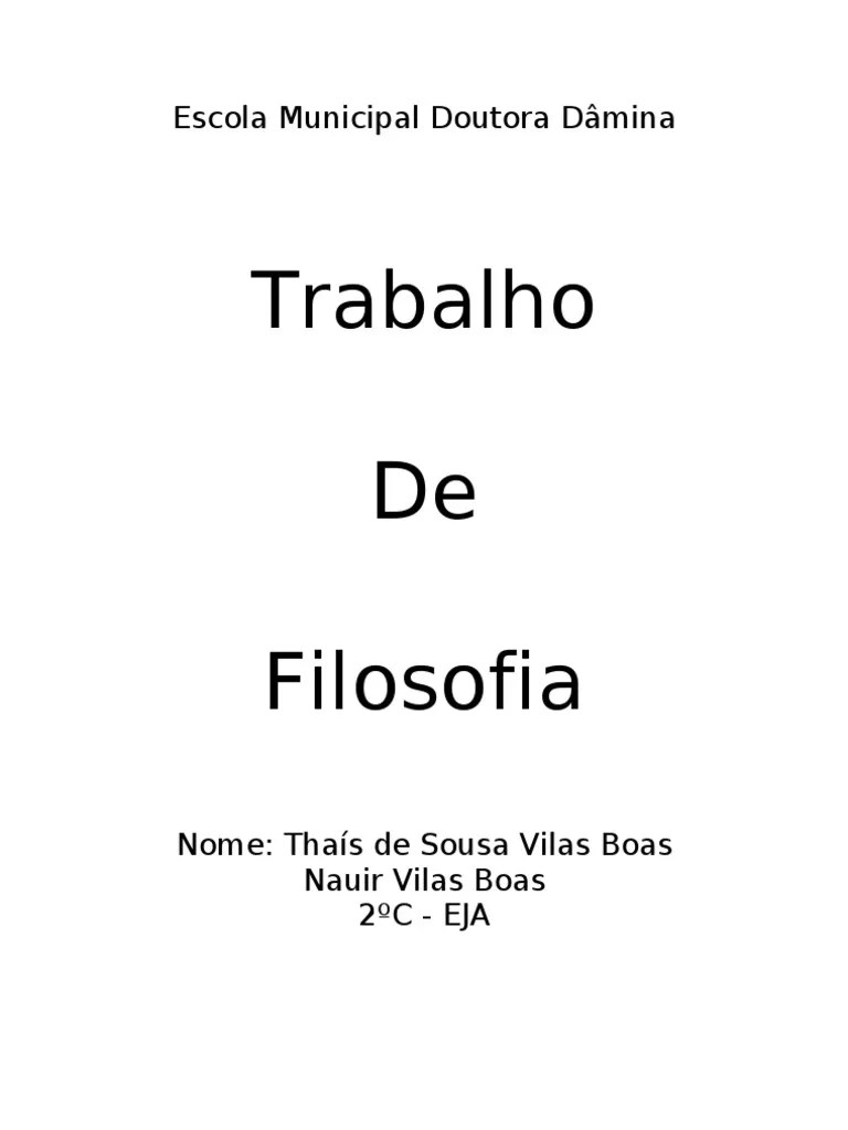 Capa Do Trabalho de Filosofia