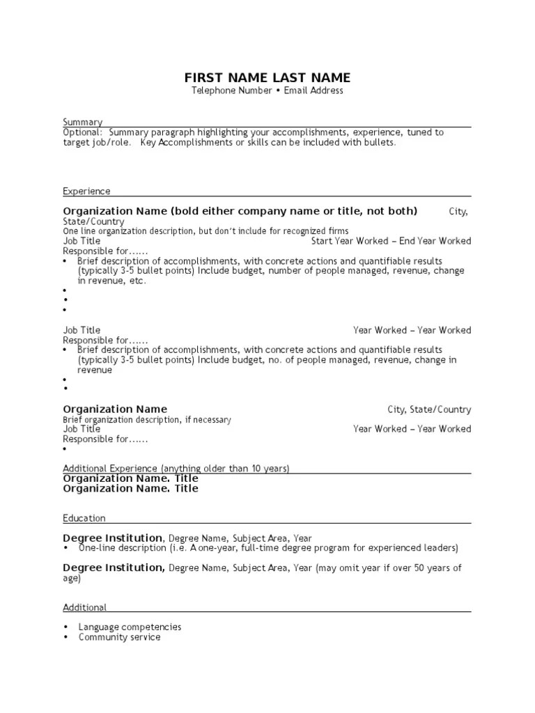 Stanford Resume Template