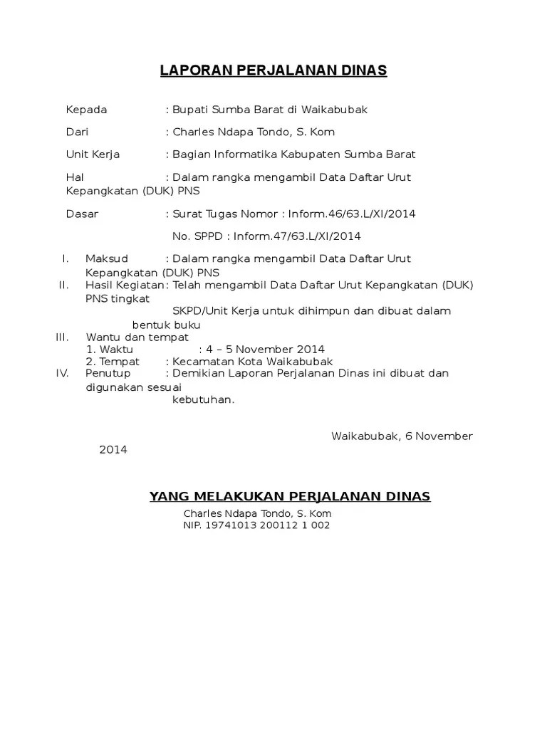 Contoh Laporan Perjalanan Dinas Pimpinan