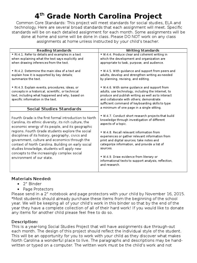 4th grade north carolina project updated North Carolina Bookbinding