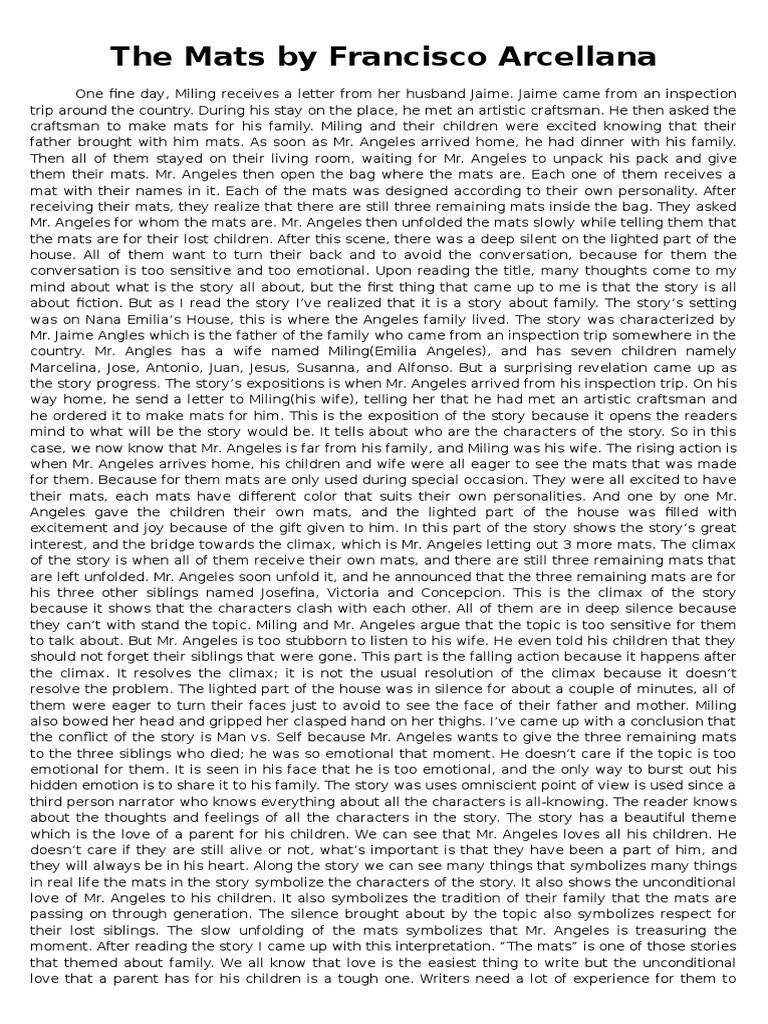 The Mats by Francisco Arcellana Omniscience Narration