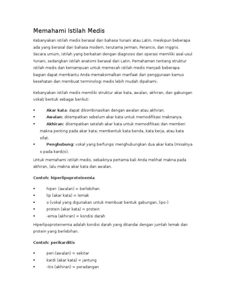 Istilah Medis Dalam Kesehatan – Rasanya